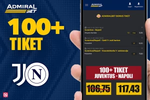 AdmiralBet 100+ tiket - "Kvaradona" asistent, požuteli Gati i korneri za 117,43
